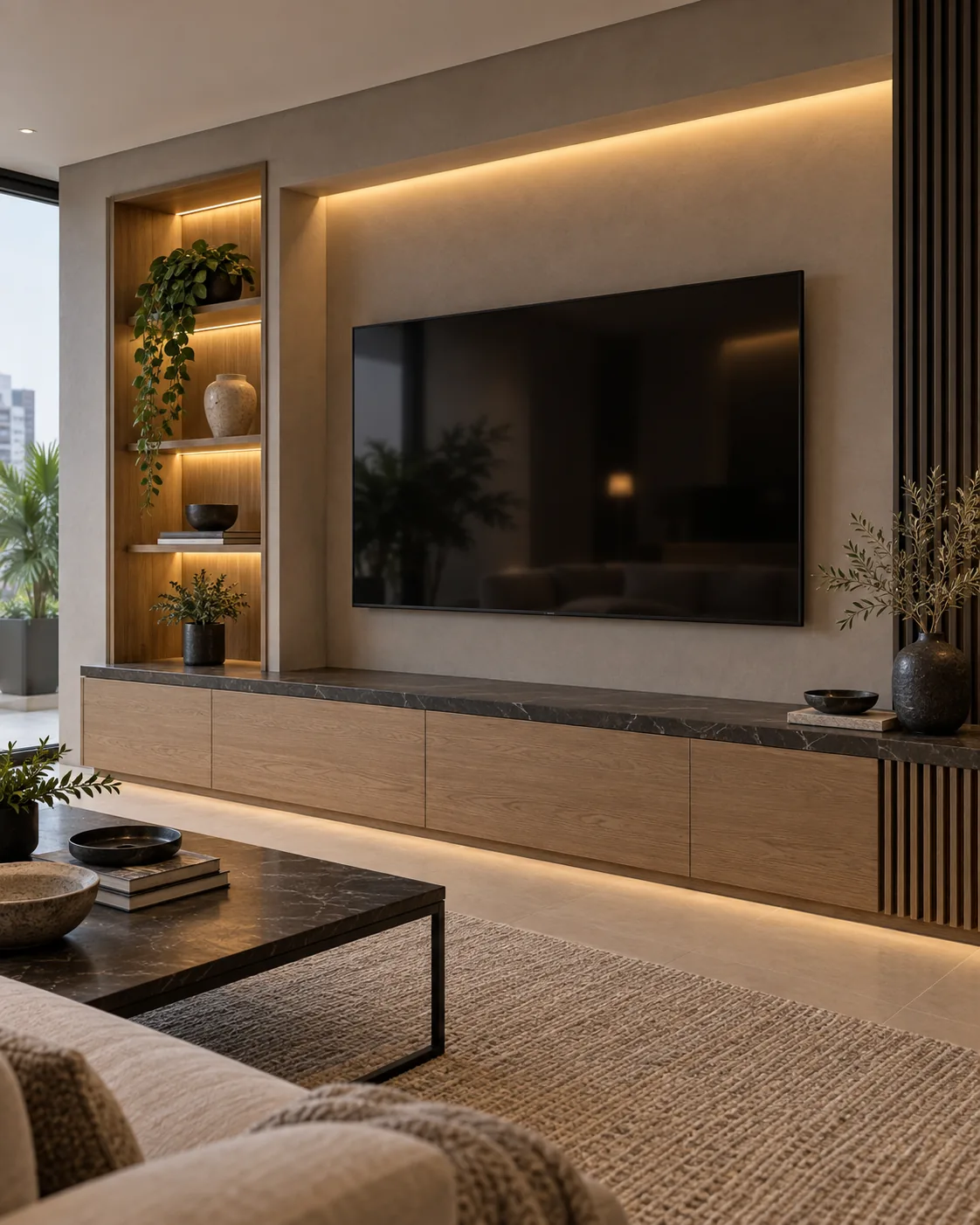 Mueble de TV y acabado interior contemporáneo